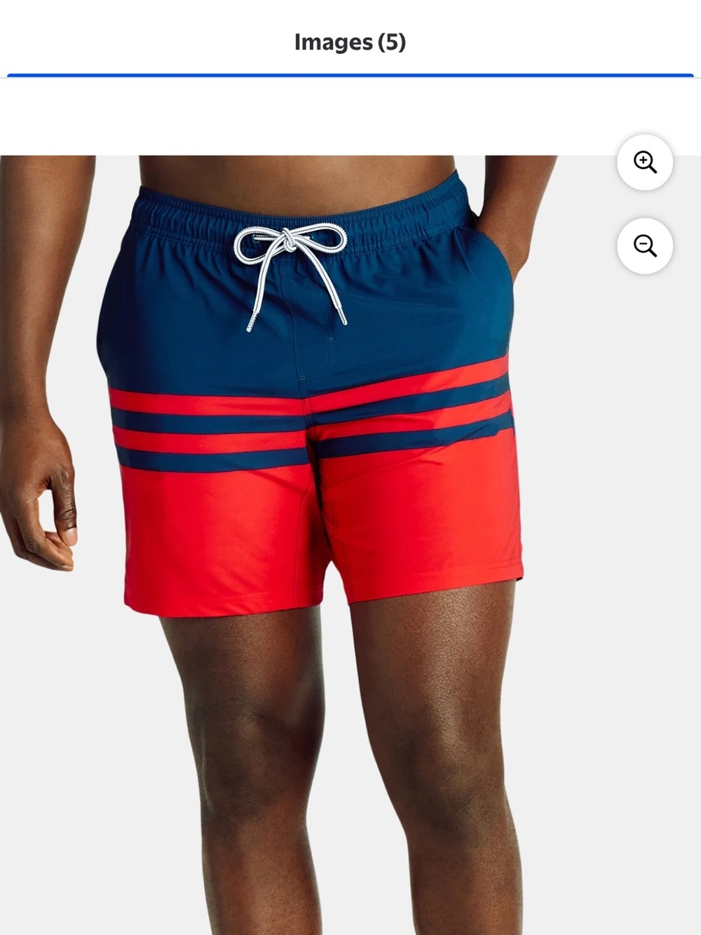George Navy and Red Colorblock Swim Trunks